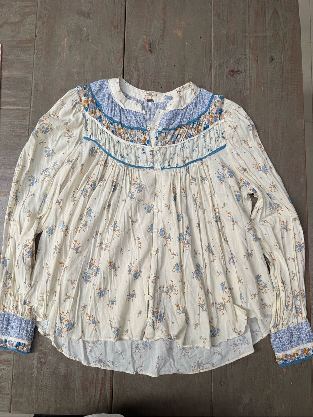 Free People Prairie Long Sleeve Button Down Top